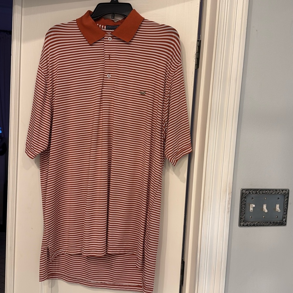 Southern Marsh Orange and white striped polo size XL